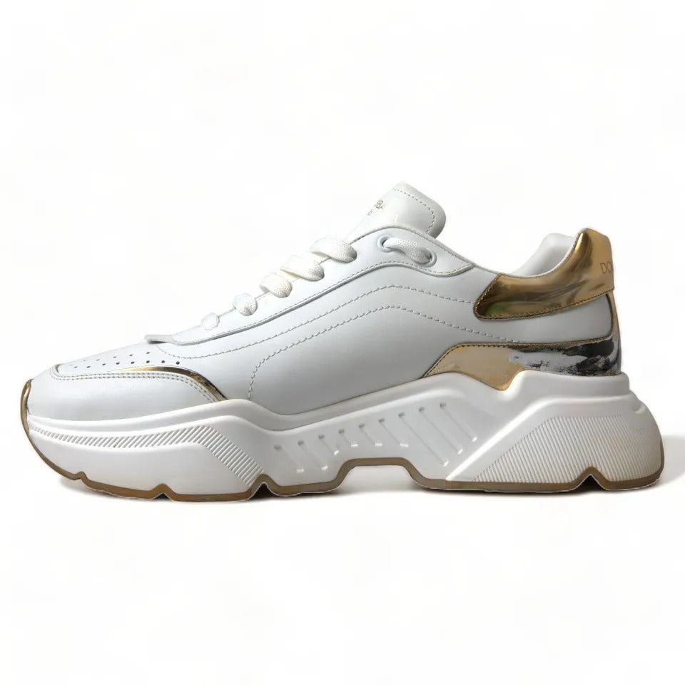 Baskets de sport DAYMASTER en cuir blanc doré Dolce &amp; Gabbana