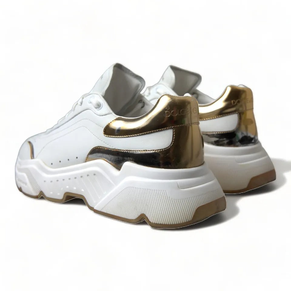 Baskets de sport DAYMASTER en cuir blanc doré Dolce &amp; Gabbana