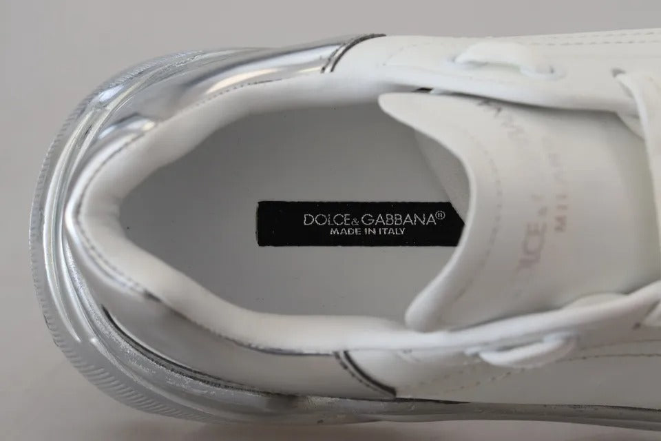 Baskets Daymaster en cuir blanc argenté Dolce &amp; Gabbana