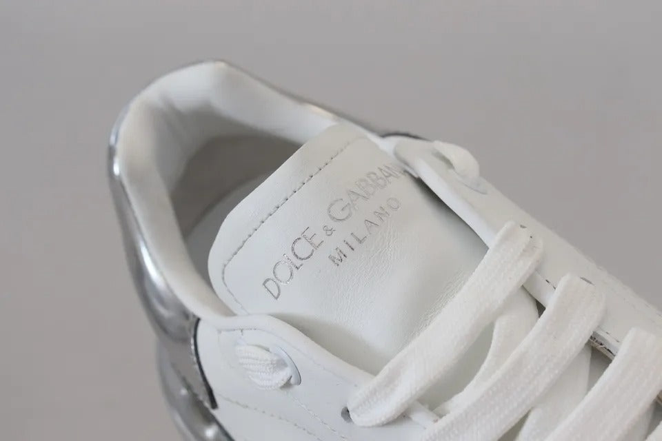 Baskets Daymaster en cuir blanc argenté Dolce &amp; Gabbana