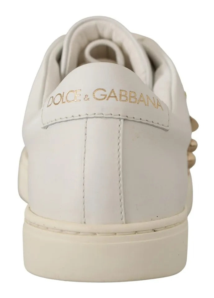 Zapatillas deportivas Dolce &amp; Gabbana de piel blanca con corazón rojo y dorado