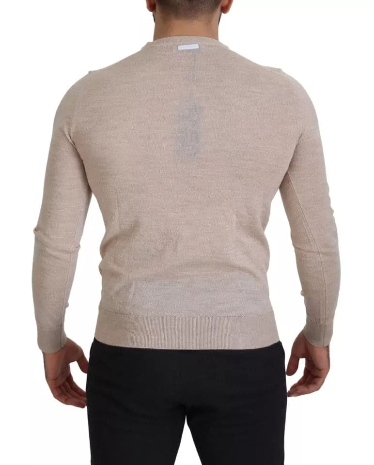 Pull ras du cou en laine vierge beige Dolce &amp; Gabbana