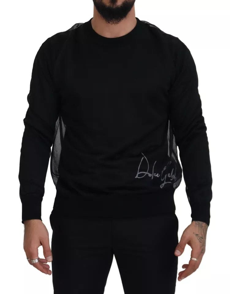 Pull ras du cou en polyester noir Dolce &amp; Gabbana pour homme