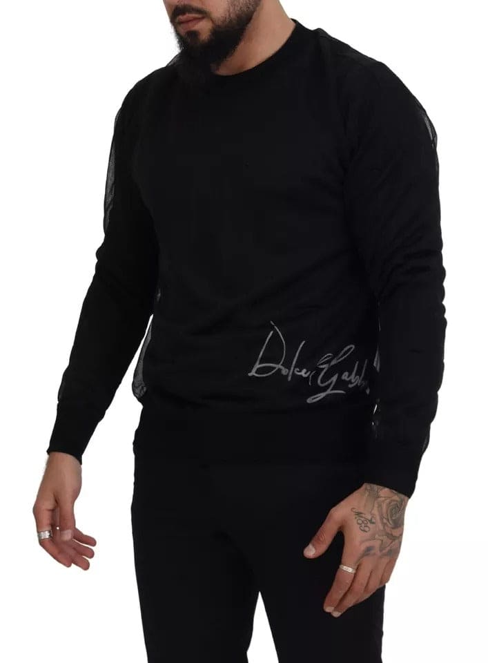 Pull ras du cou en polyester noir Dolce &amp; Gabbana pour homme