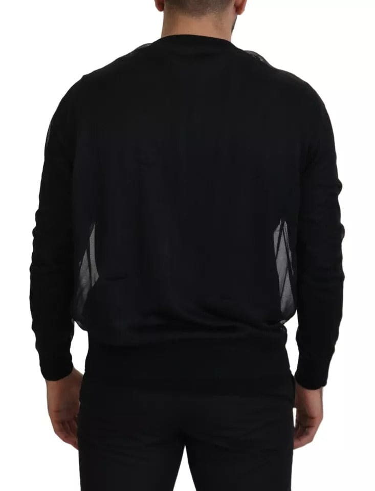 Pull ras du cou en polyester noir Dolce &amp; Gabbana pour homme