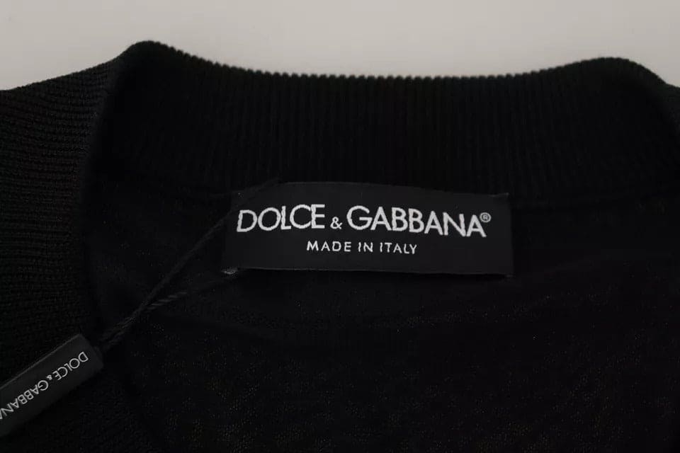 Pull ras du cou en polyester noir Dolce &amp; Gabbana pour homme