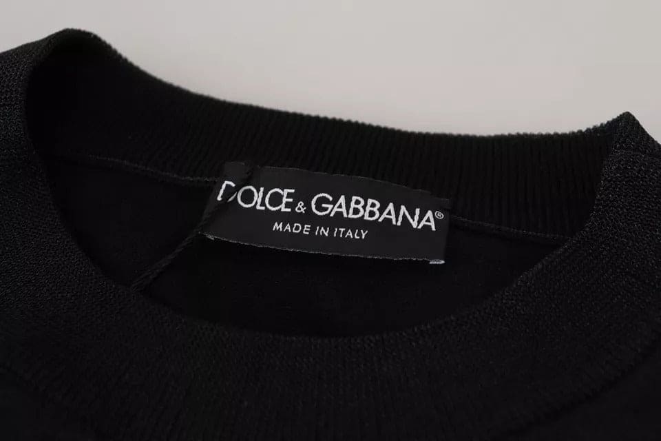 Pull-over Dolce &amp; Gabbana en polyester noir avec logo pour homme