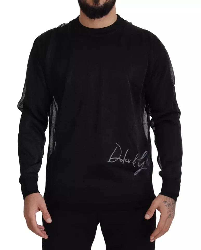 Pull-over Dolce &amp; Gabbana en polyester noir avec logo pour homme