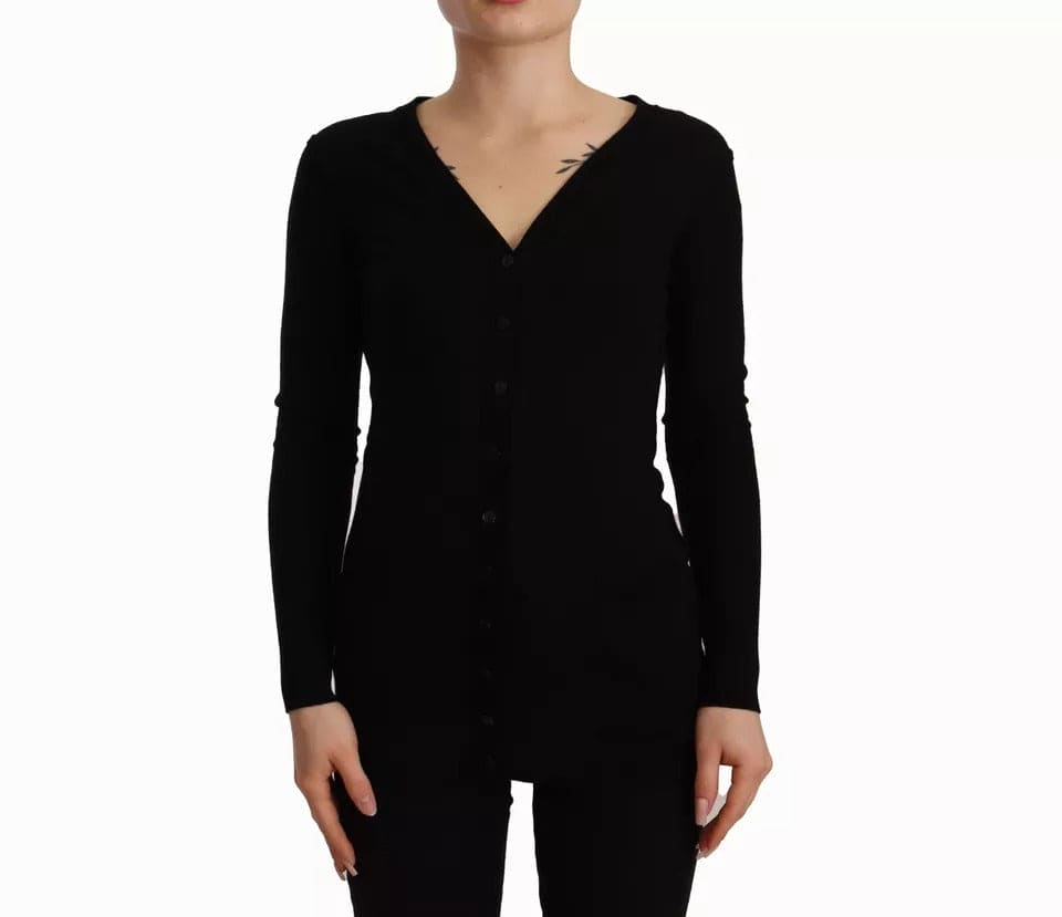 Pull cardigan boutonné en laine noire Dolce &amp; Gabbana