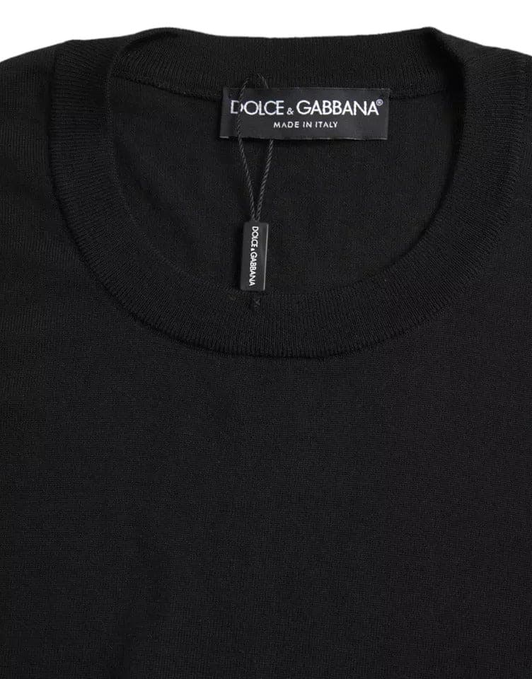 Pull ras du cou en maille de laine noire Dolce &amp; Gabbana