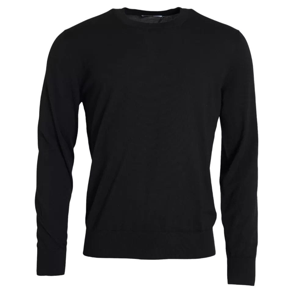 Pull ras du cou en maille de laine noire Dolce &amp; Gabbana