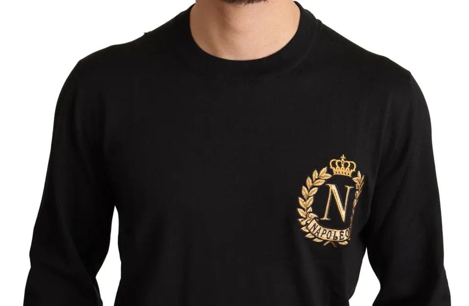 Pull Dolce &amp; Gabbana en laine et soie noire et dorée Napoleon