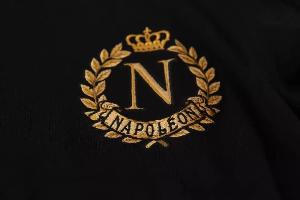 Pull Dolce &amp; Gabbana en laine et soie noire et dorée Napoleon