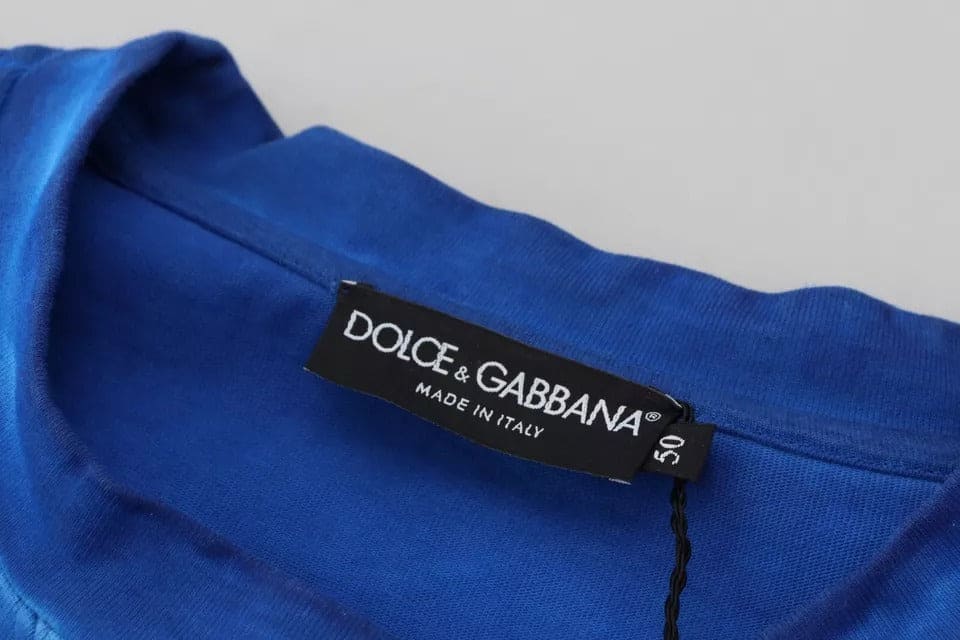 Suéter de cuello redondo de algodón DGWAY azul de Dolce &amp; Gabbana