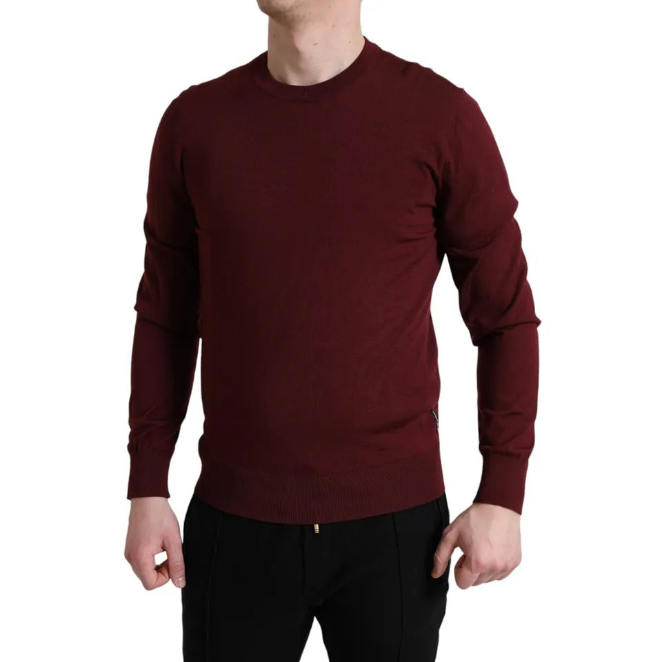 Pull ras du cou en maille de laine bordeaux Dolce &amp; Gabbana