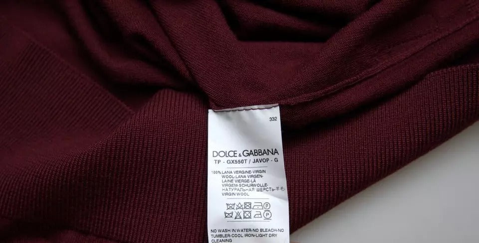 Pull ras du cou en maille de laine bordeaux Dolce &amp; Gabbana