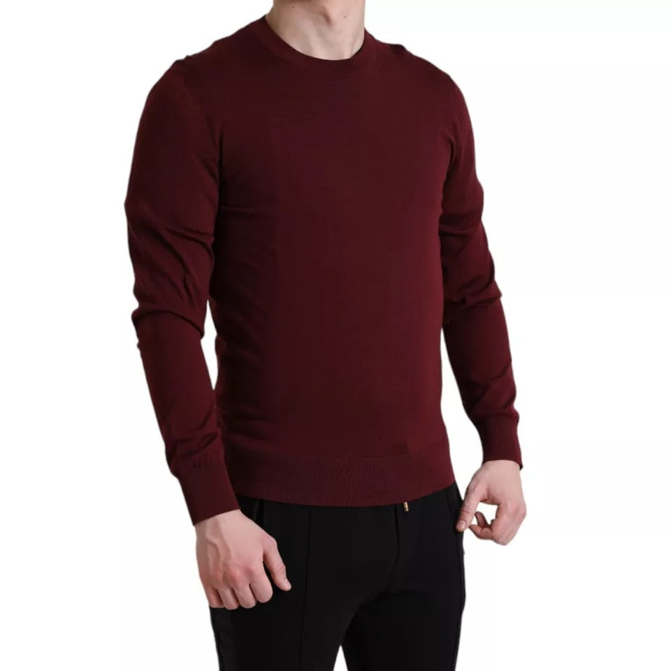 Pull ras du cou en maille de laine bordeaux Dolce &amp; Gabbana