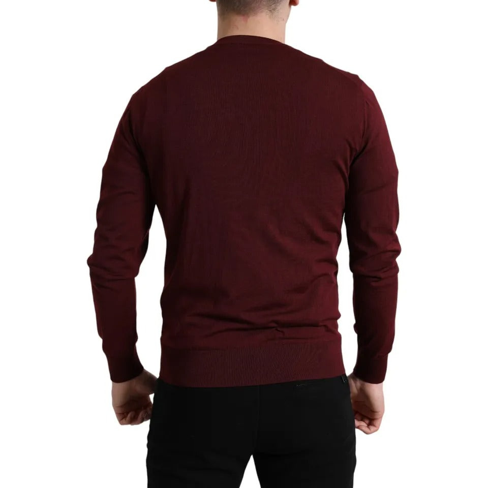 Pull ras du cou en maille de laine bordeaux Dolce &amp; Gabbana