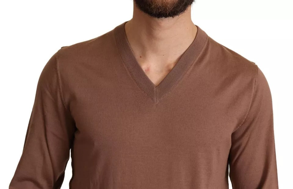 Pull en soie et cachemire marron Dolce &amp; Gabbana