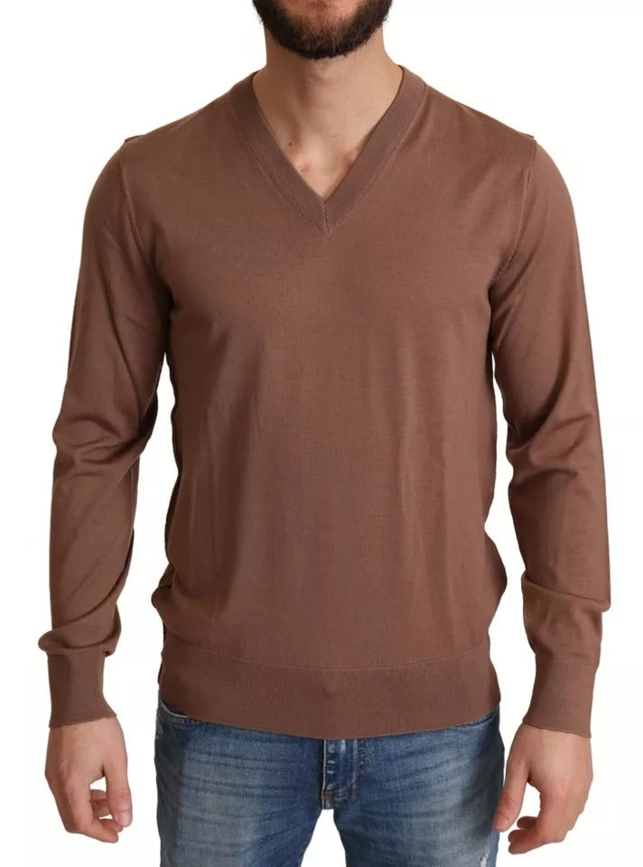 Pull en soie et cachemire marron Dolce &amp; Gabbana