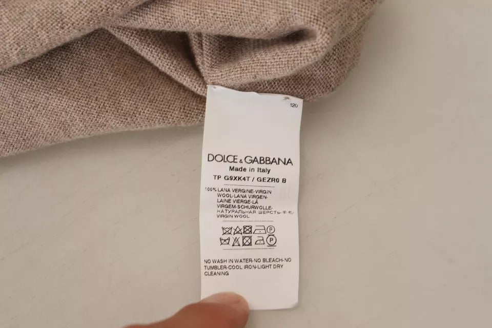 Pull ras du cou en laine vierge marron Dolce &amp; Gabbana