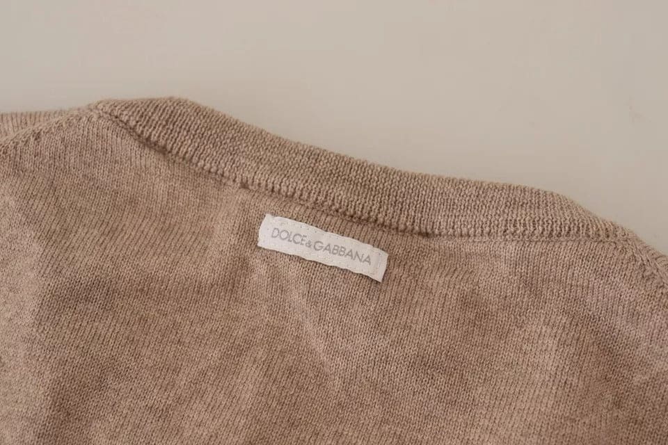 Dolce & Gabbana Brown Virgin Wool Crew Neck Pullover Sweater