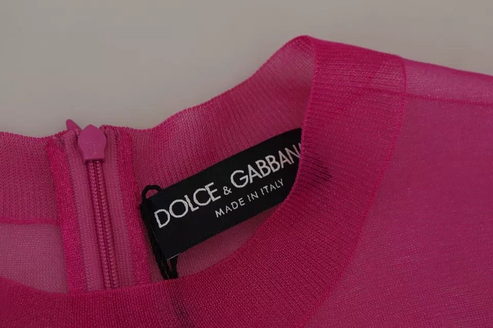 Pull ras du cou en polyester fuchsia Dolce &amp; Gabbana