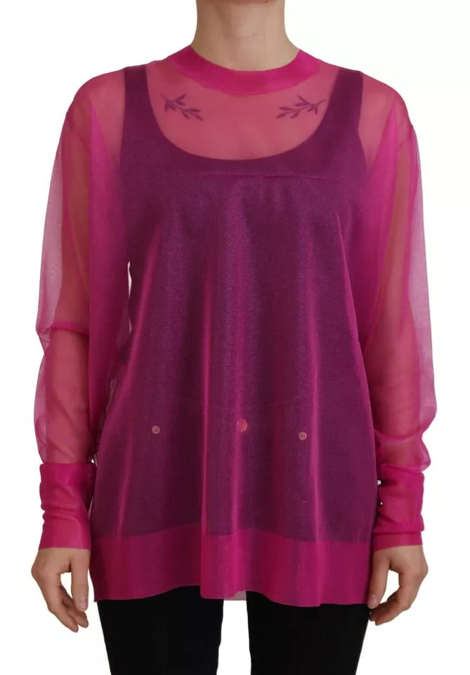 Pull ras du cou en polyester fuchsia Dolce &amp; Gabbana