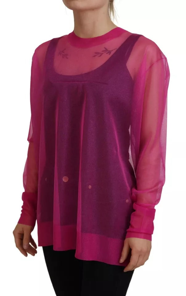 Pull ras du cou en polyester fuchsia Dolce &amp; Gabbana