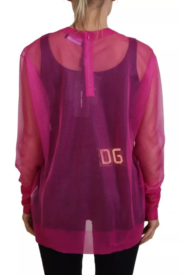 Pull ras du cou en polyester fuchsia Dolce &amp; Gabbana