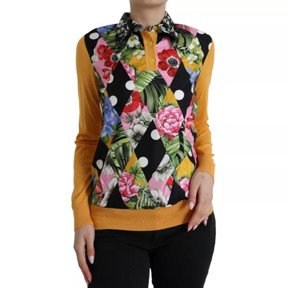 Suéter Henley de cachemira con patchwork multicolor de Dolce &amp; Gabbana