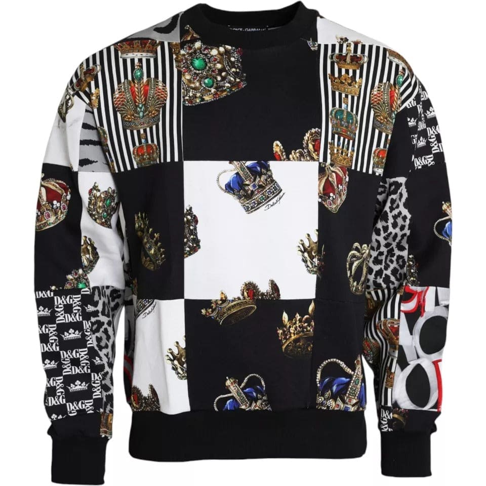 Sudadera con estampado de coronas multicolores y patchwork de Dolce &amp; Gabbana