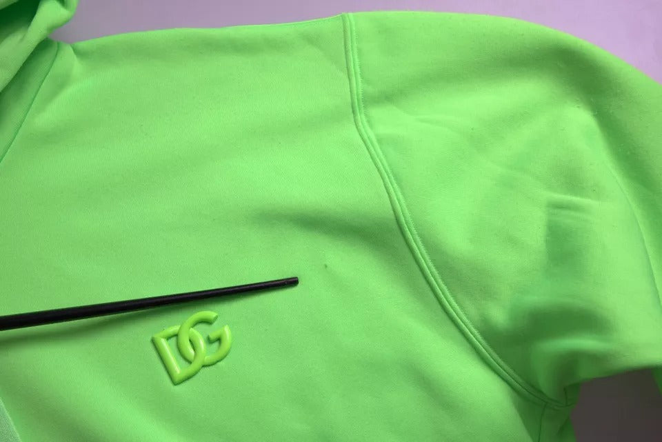 Dolce & Gabbana Neon Green Logo Pullover Hooded Sweatshirt Sweater