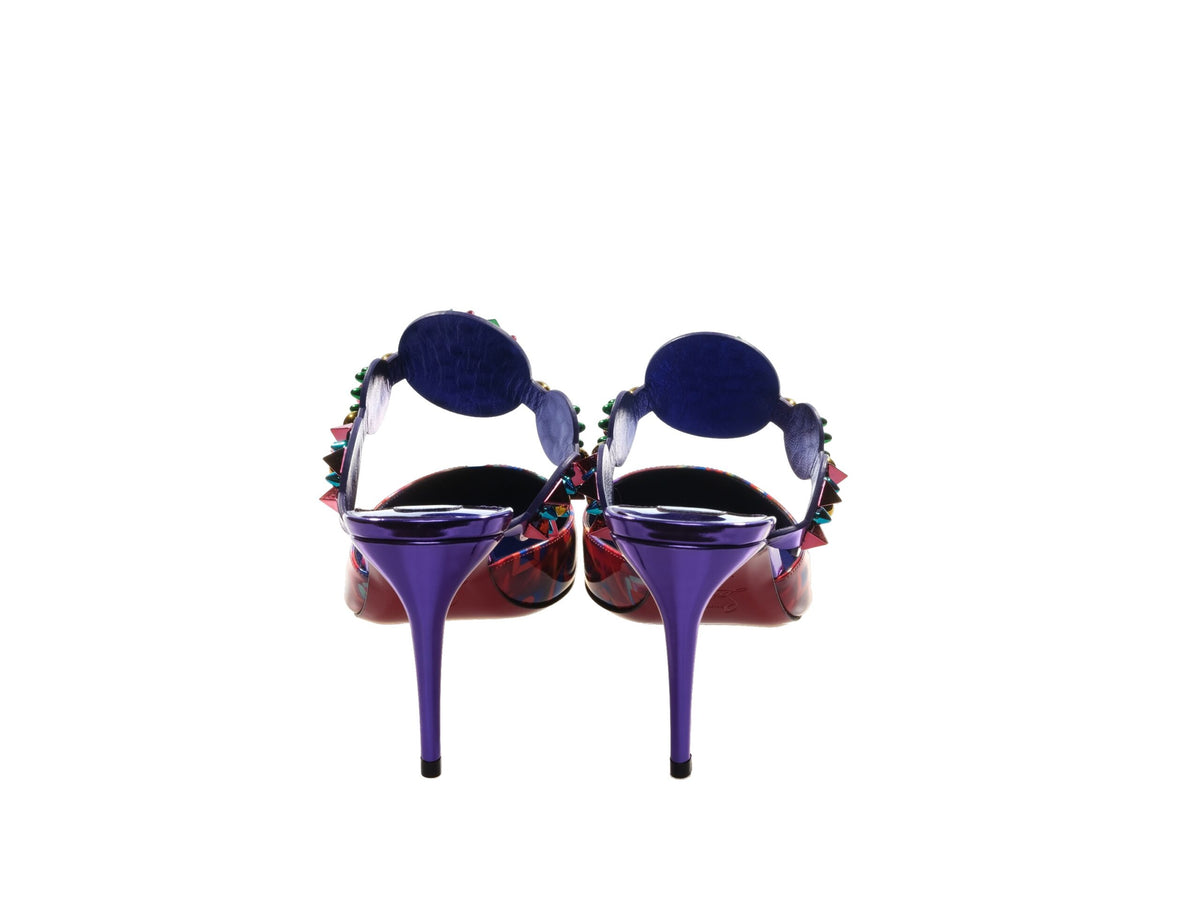 Escarpins mules multicolores à boucle ornée Miss Goldora 85 de Christian Louboutin