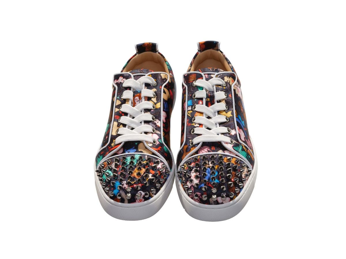 Baskets Christian Louboutin Louis Junior Spikes Orlato Crepe Satin multicolores en édition limitée Dr Bored Print