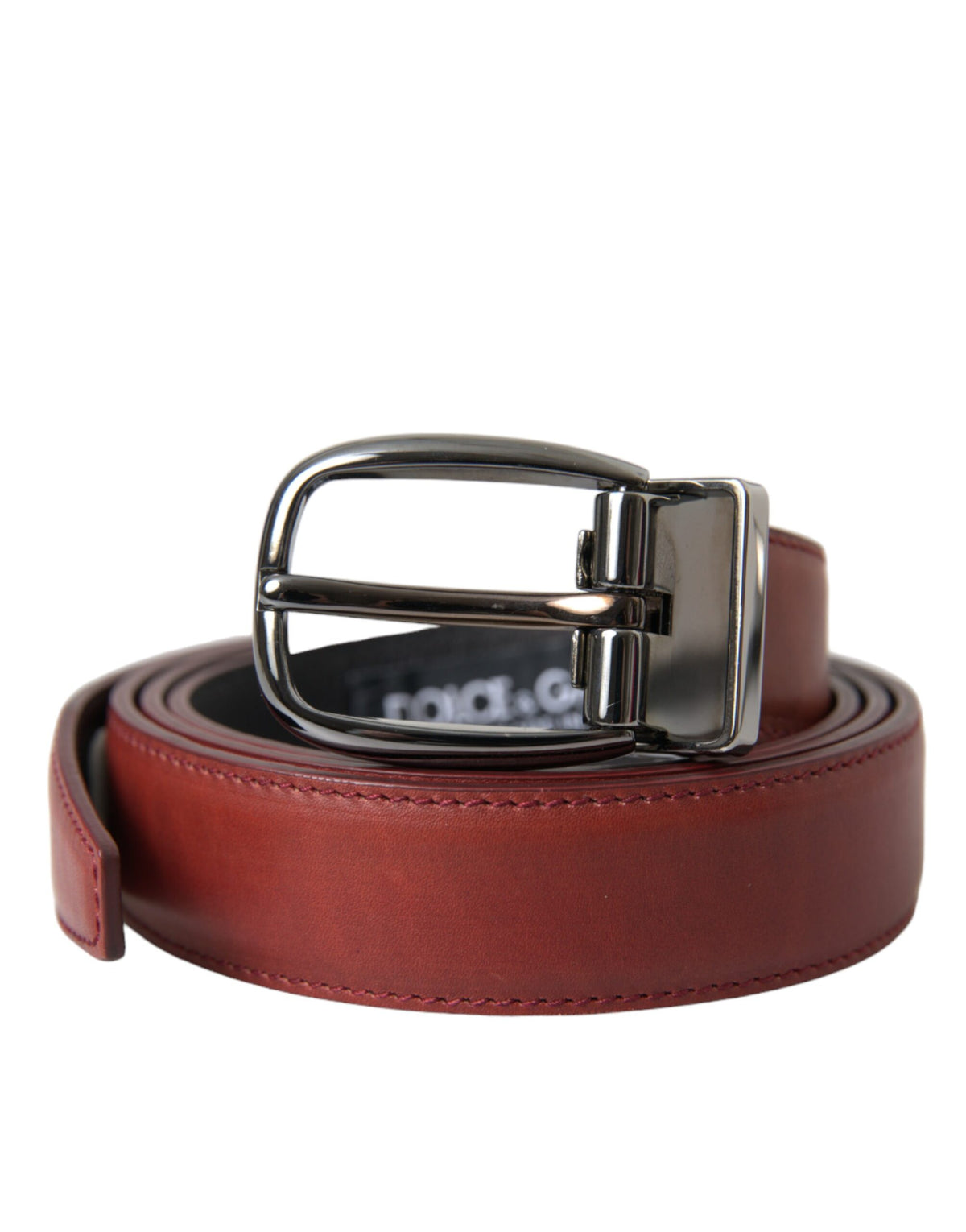 Ceinture Dolce &amp; Gabbana en cuir marron avec boucle en métal argenté pour homme