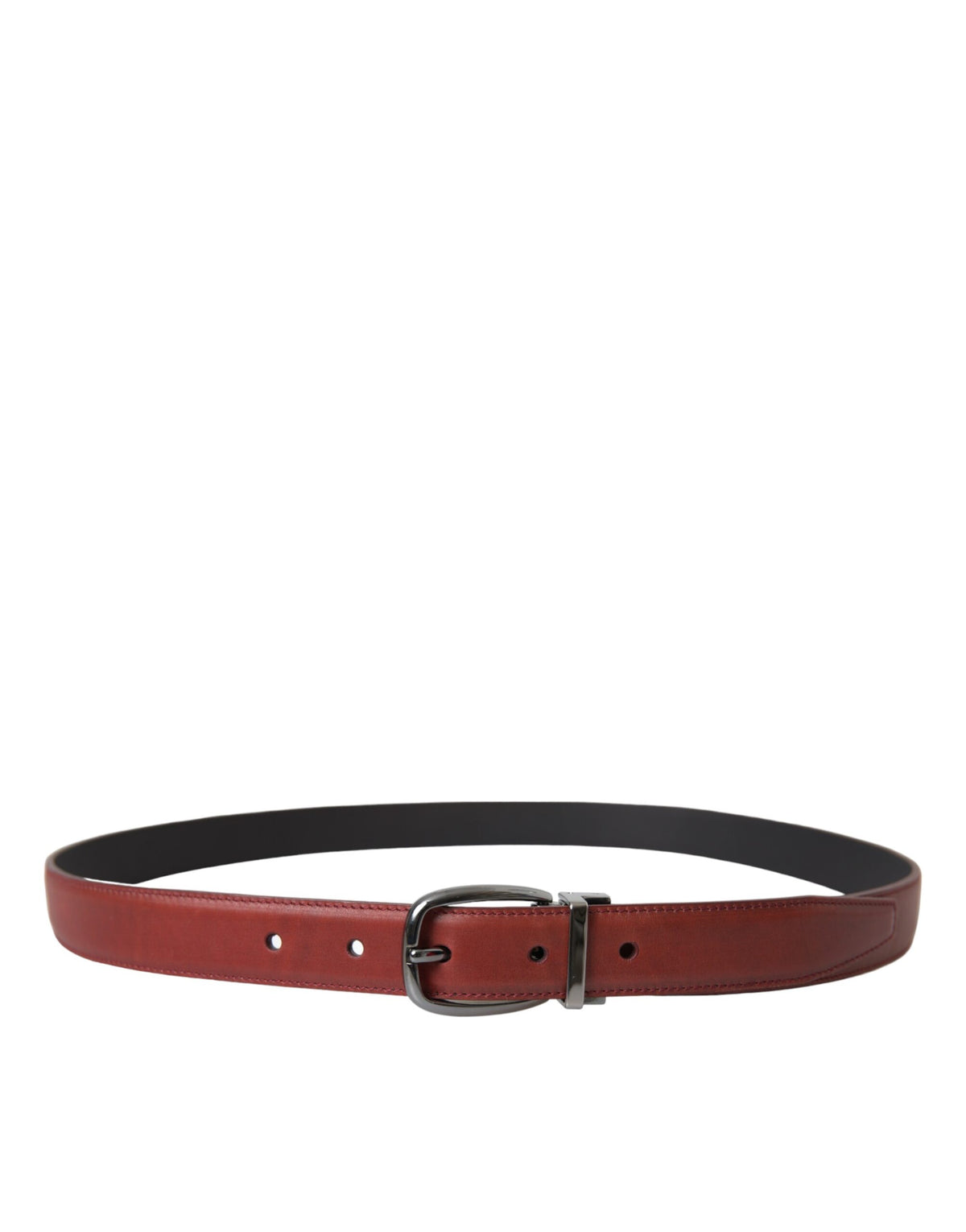 Ceinture Dolce &amp; Gabbana en cuir marron avec boucle en métal argenté pour homme