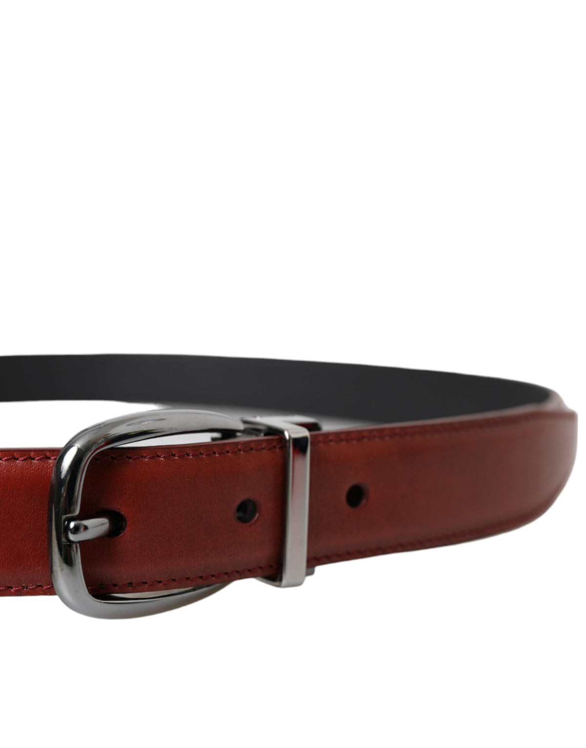 Ceinture Dolce &amp; Gabbana en cuir marron avec boucle en métal argenté pour homme