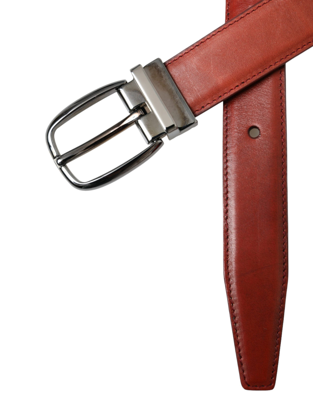 Ceinture Dolce &amp; Gabbana en cuir marron avec boucle en métal argenté pour homme