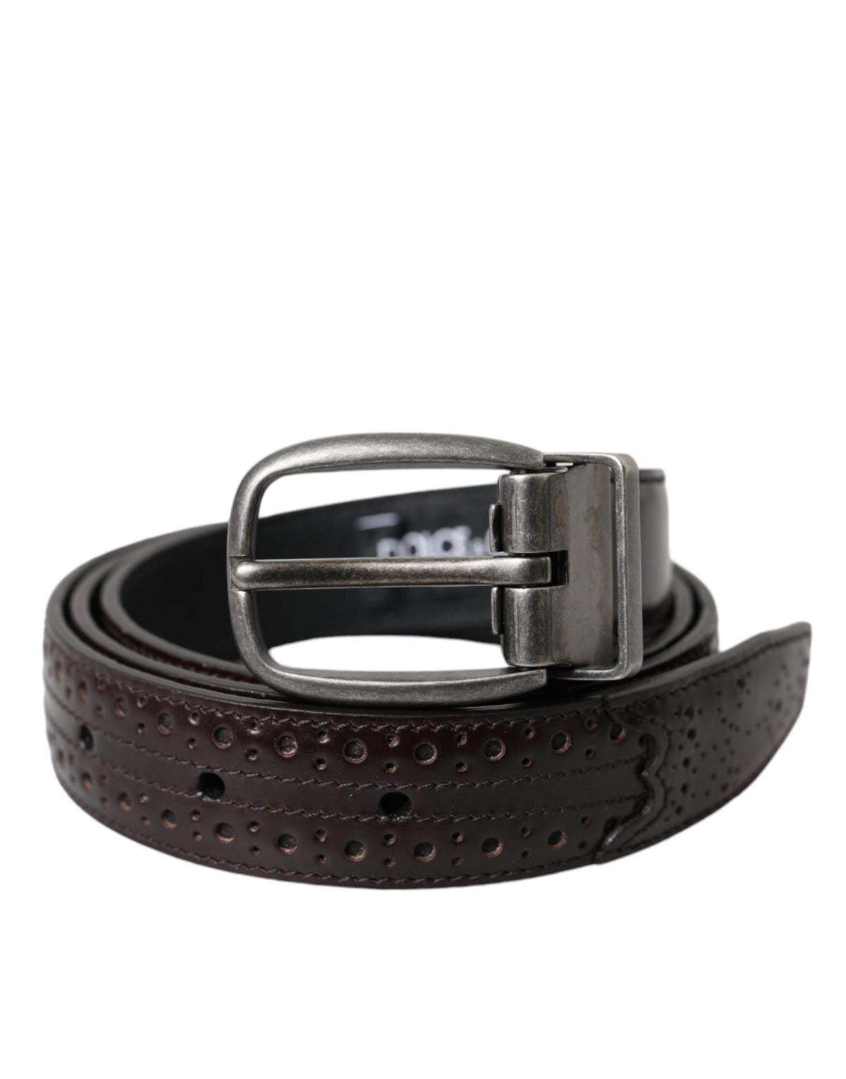 Ceinture en cuir perforé marron foncé avec boucle en métal Dolce &amp; Gabbana pour homme