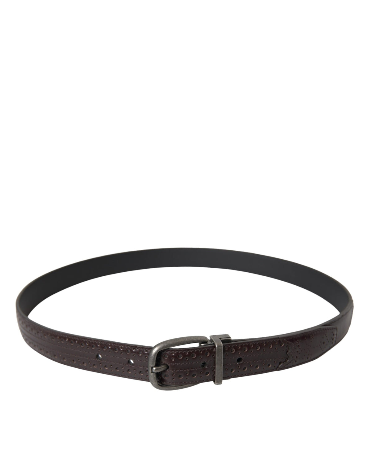 Ceinture en cuir perforé marron foncé avec boucle en métal Dolce &amp; Gabbana pour homme