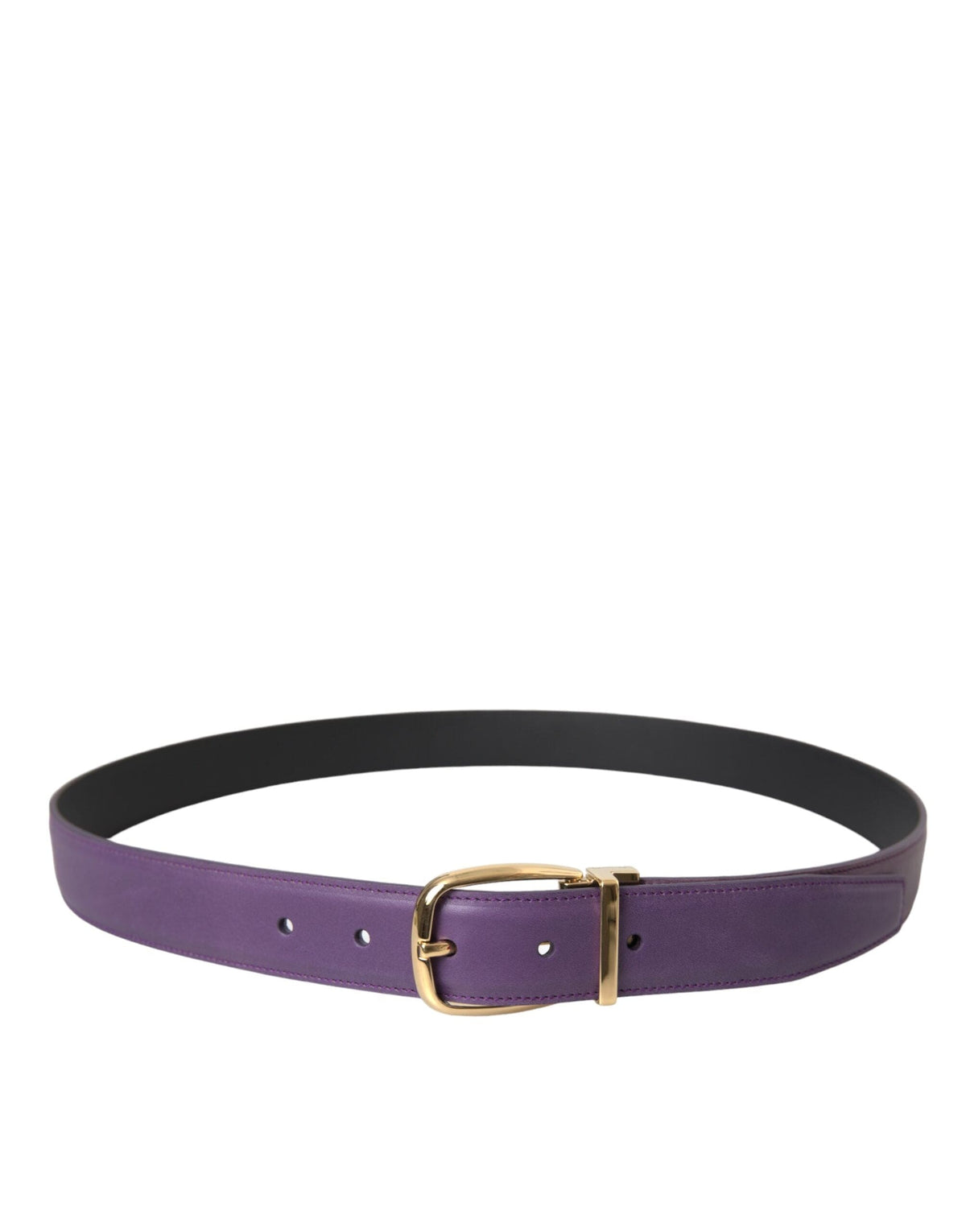 Ceinture Dolce &amp; Gabbana en cuir violet avec boucle en métal doré pour homme