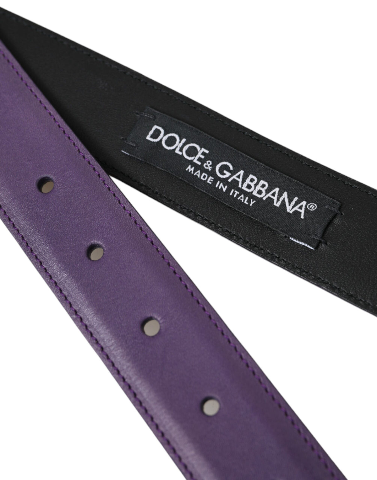 Ceinture Dolce &amp; Gabbana en cuir violet avec boucle en métal doré pour homme