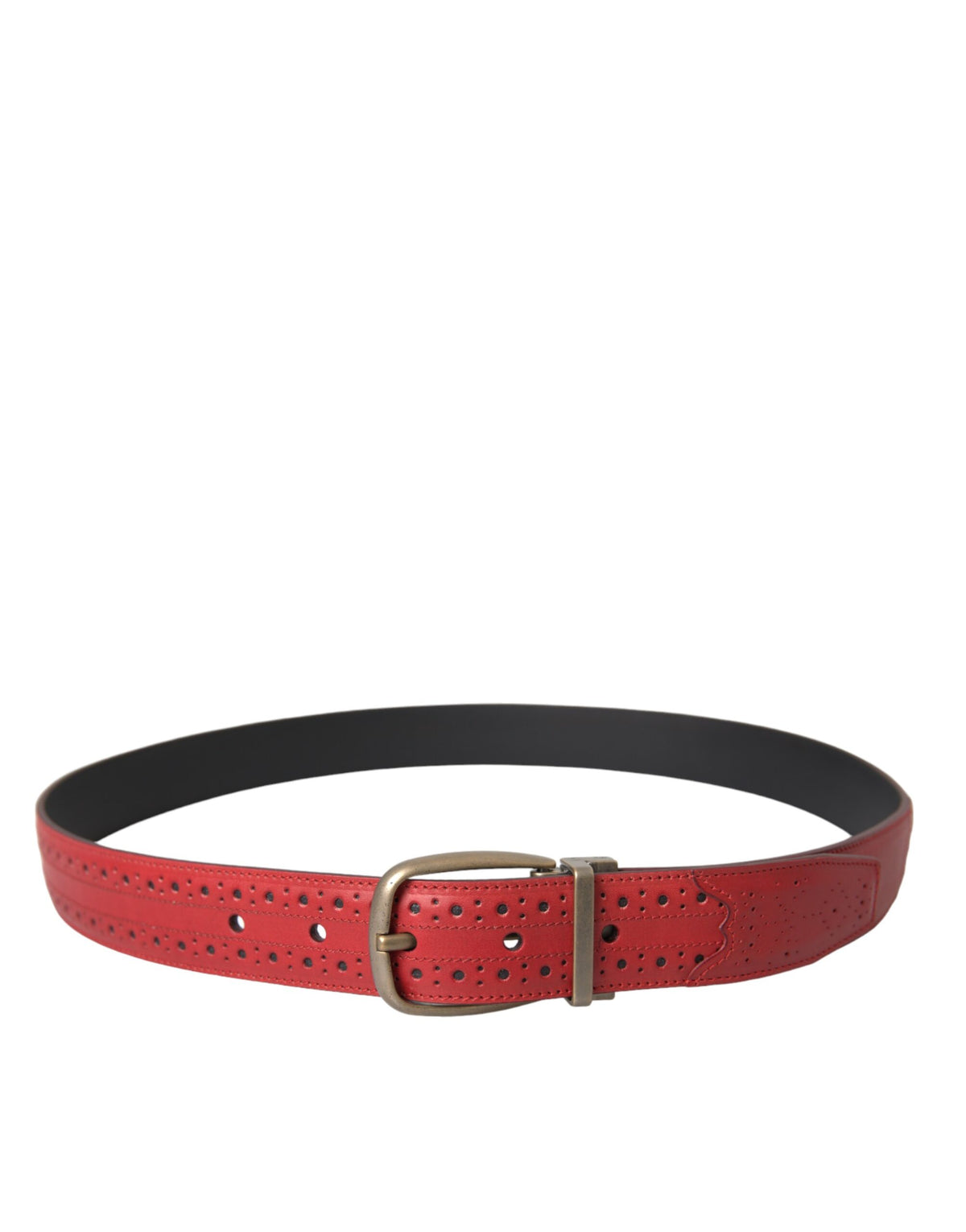 Ceinture en cuir perforé rouge avec boucle en métal Dolce &amp; Gabbana pour homme