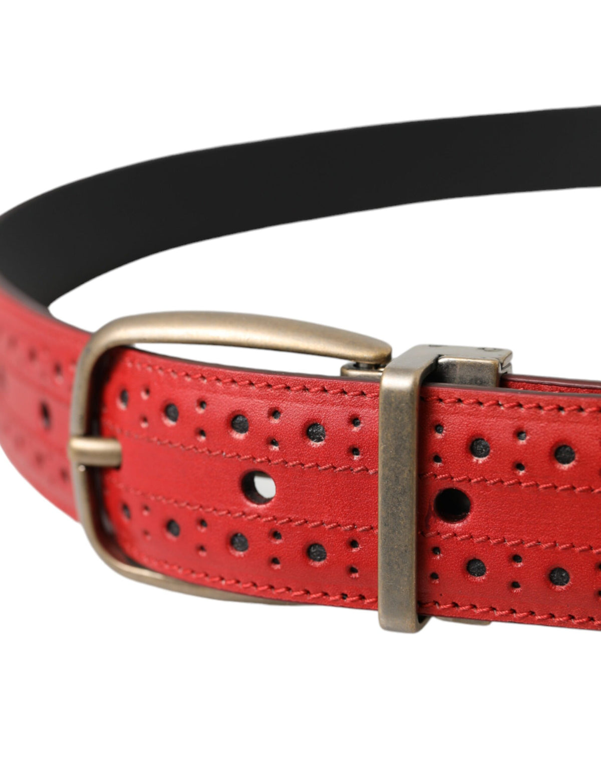 Ceinture en cuir perforé rouge avec boucle en métal Dolce &amp; Gabbana pour homme