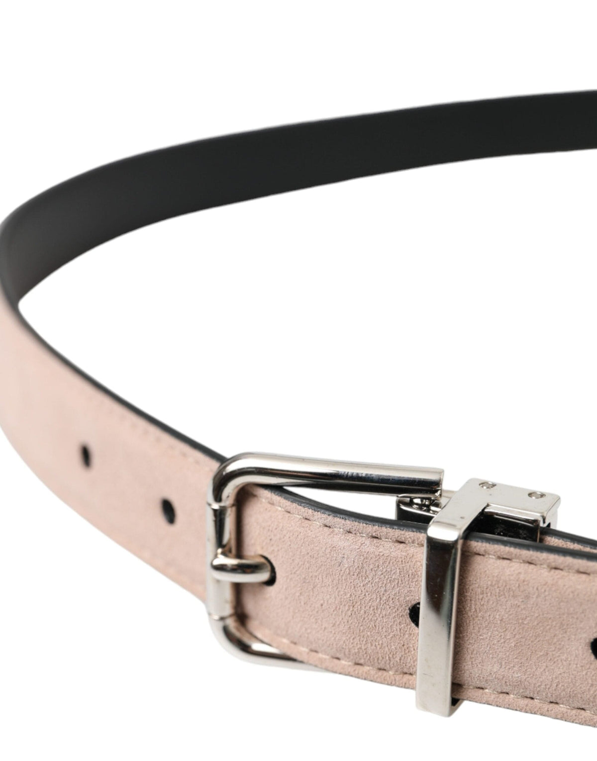 Ceinture Dolce &amp; Gabbana en cuir suédé beige avec boucle argentée pour homme