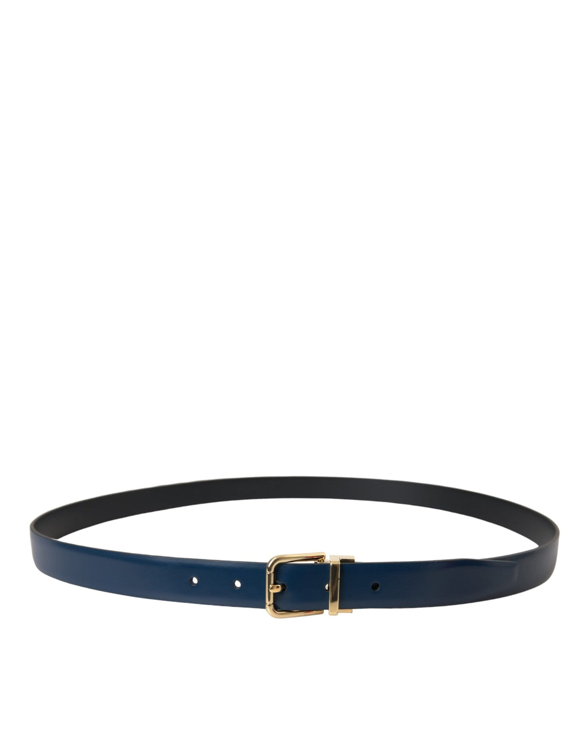 Ceinture Dolce &amp; Gabbana en cuir de veau bleu avec boucle en métal doré pour homme