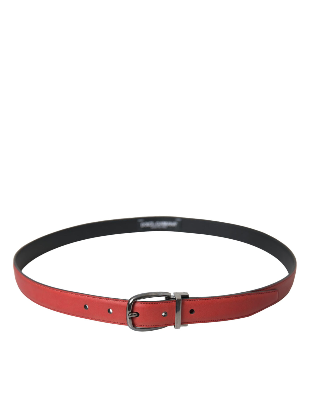 Ceinture Dolce &amp; Gabbana en cuir rouge avec boucle en métal argenté pour homme