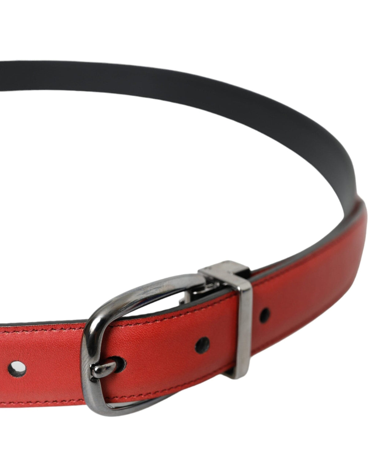 Ceinture Dolce &amp; Gabbana en cuir rouge avec boucle en métal argenté pour homme