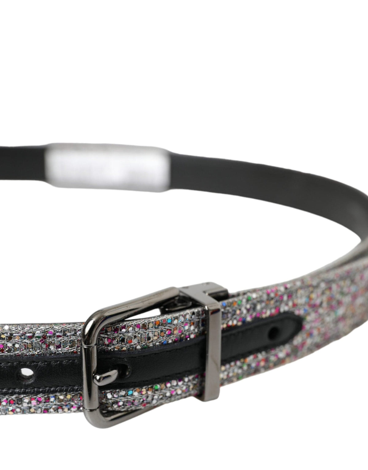 Ceinture Dolce &amp; Gabbana à boucle en métal argenté ornée de motifs multicolores